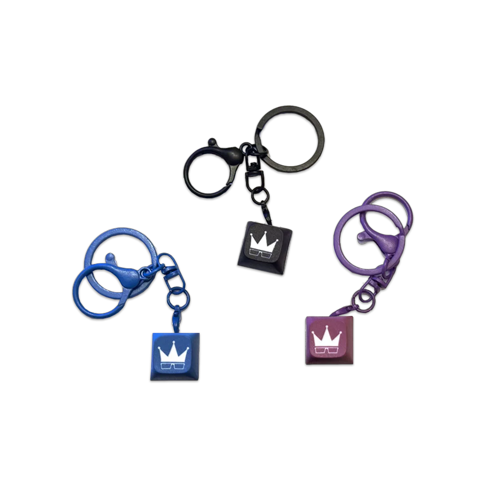 White Crown Key Cap Clicky Keychain