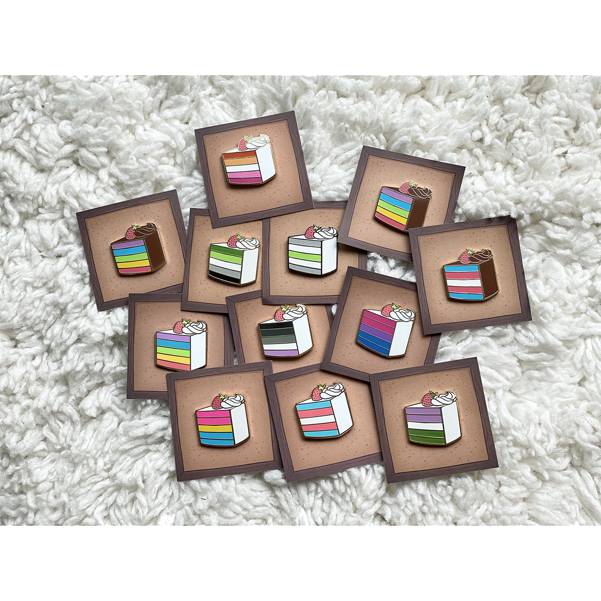 🐝 Pride Cake Slice Enamel Pins