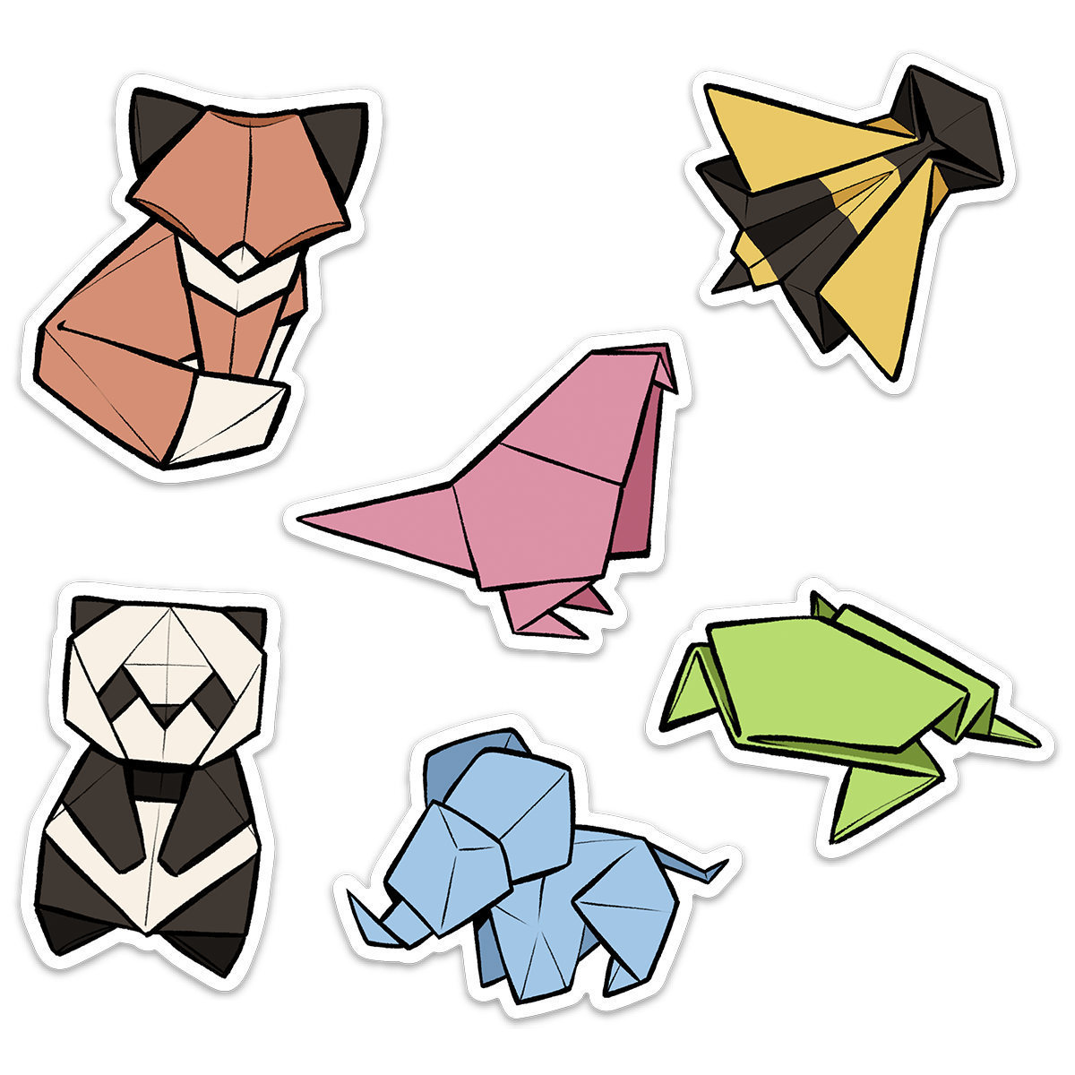 🐝 Origami Animals Individual Stickers