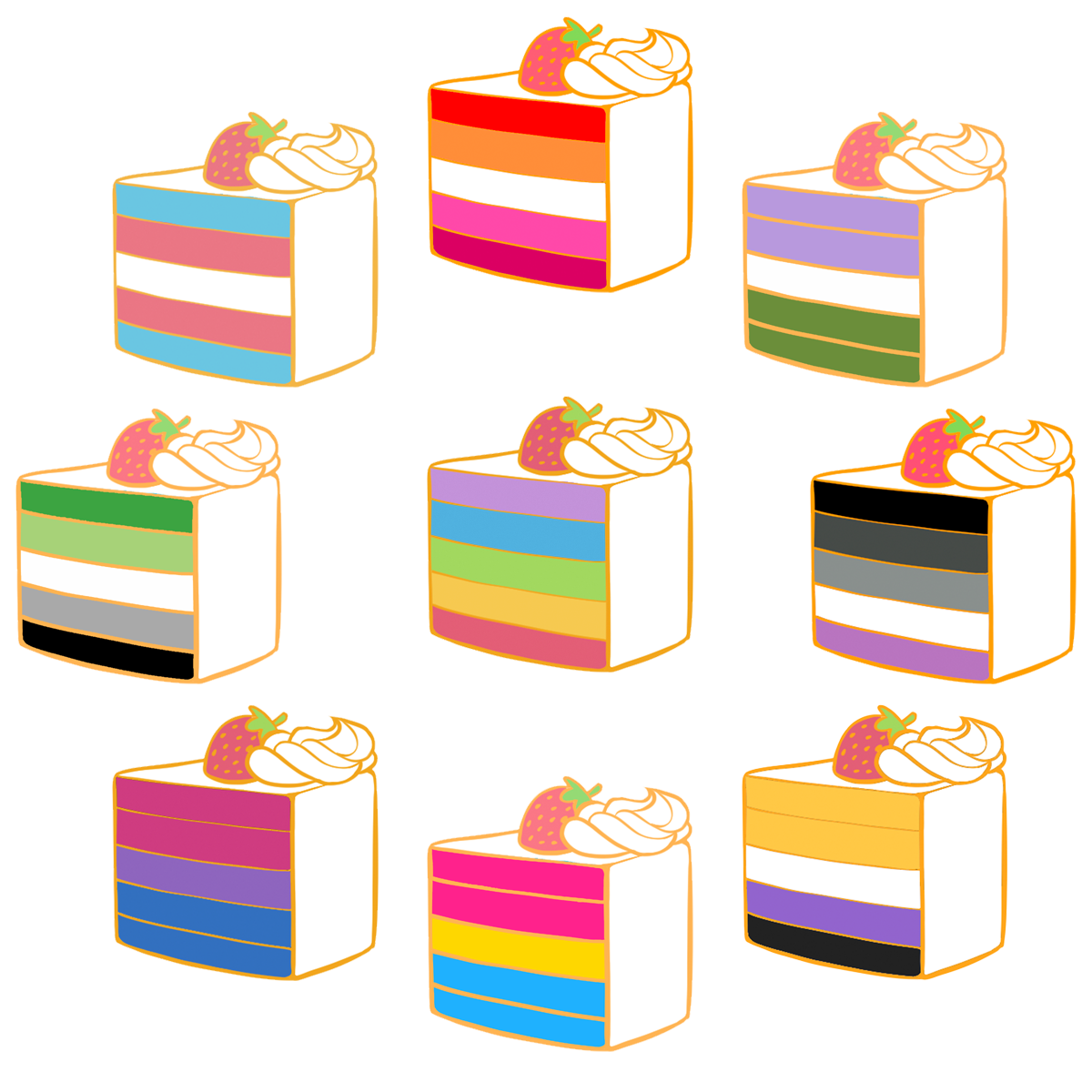 🐝 Pride Cake Slice Enamel Pins