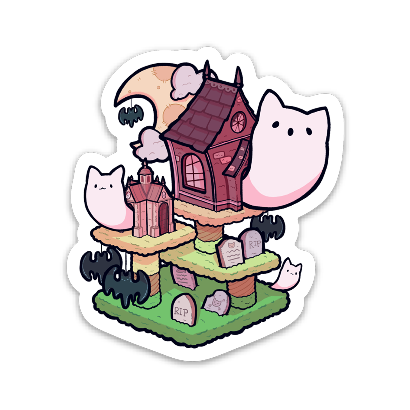 Haunted Cat Tree Sticker